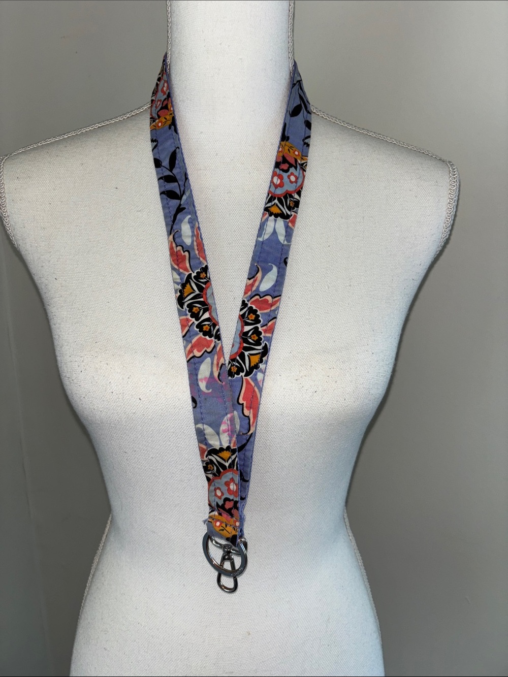 Vera Bradley Lavender Floral Lanyard with Pink, Black and Yellow Accents